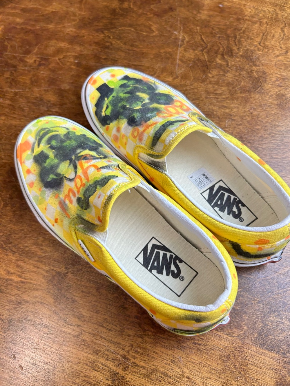 Vans Slip-On Sneakers in Yellow Paint-Splash